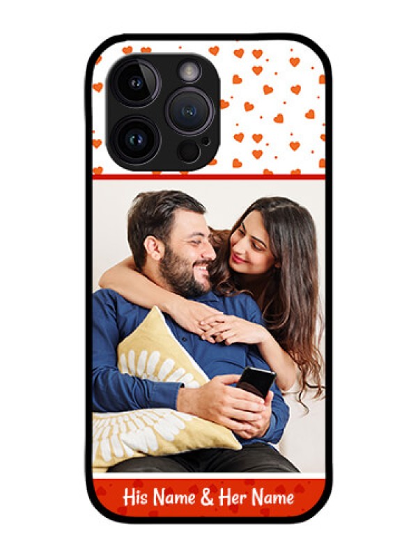 Custom iPhone 14 Pro Max Custom Metal Phone CaseOrange Love Symbol Design