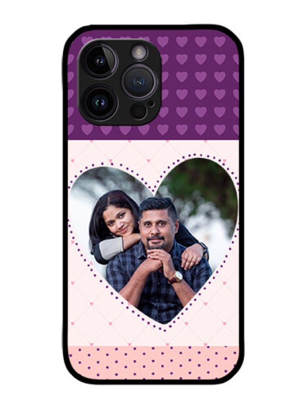 Custom iPhone 14 Pro Max Custom Metal Phone CaseViolet Love Dots Design