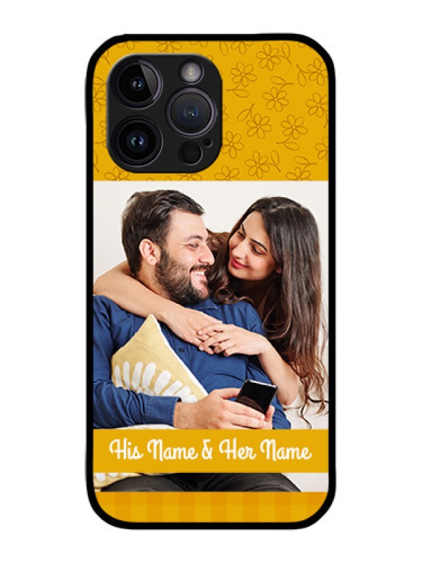 Custom iPhone 14 Pro Max Custom Metal Phone CaseYellow Floral Design