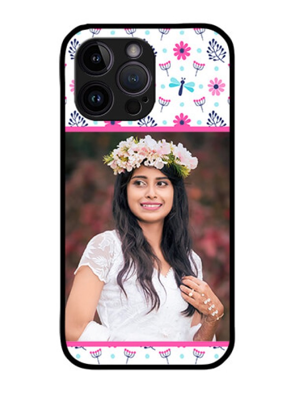 Custom iPhone 14 Pro Max Custom Metal Phone CaseColorful Flower Design