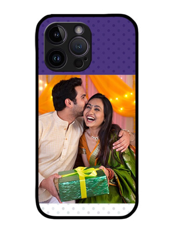 Custom iPhone 14 Pro Max Custom Metal Phone CaseViolet Colored Pattern Design