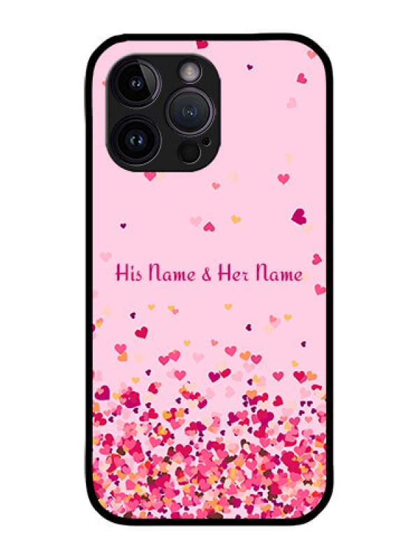 Custom iPhone 14 Pro Max Custom Metal Phone CaseFloating Hearts Design