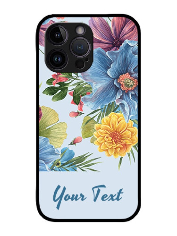 Custom iPhone 14 Pro Max Custom Metal Phone CaseStunning Watercolored Flowers Painting Design