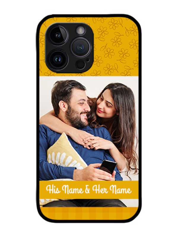 Custom iPhone 14 Pro Custom Metal Phone Case - Yellow Floral Design