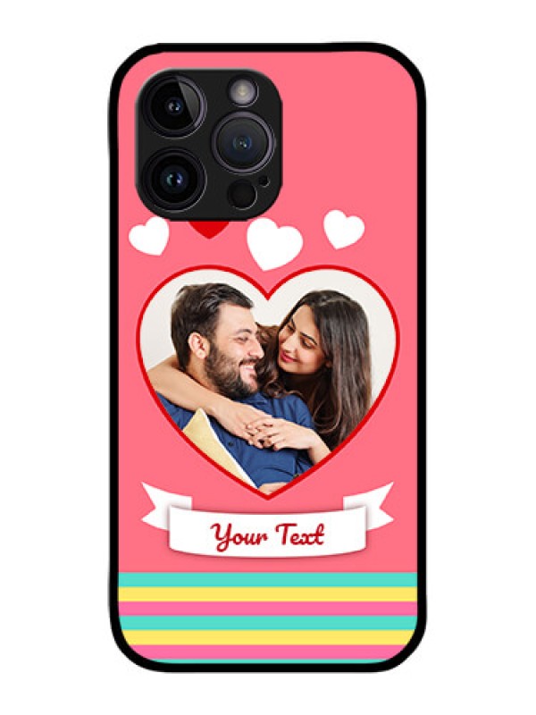 Custom iPhone 14 Pro Custom Metal Phone Case - Love Shapes Doodle Design