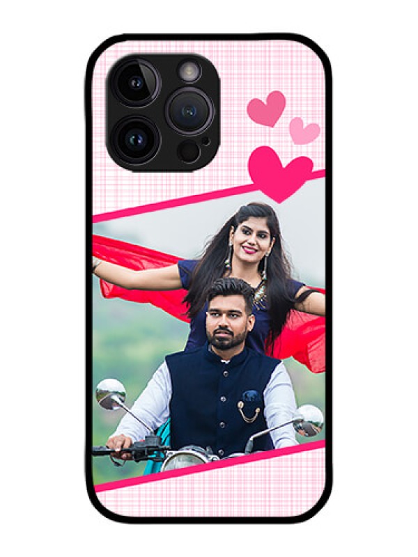 Custom iPhone 14 Pro Custom Metal Phone Case - Love Shape Heart Design