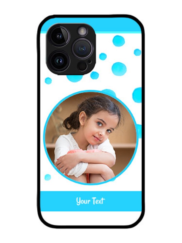 Custom iPhone 14 Pro Custom Metal Phone Case - Blue Bubbles Pattern Design