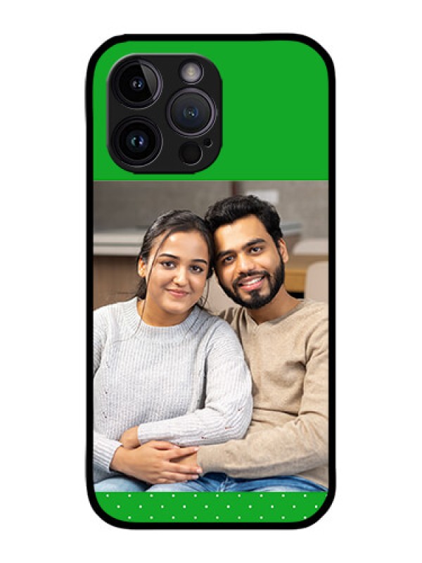 Custom iPhone 14 Pro Custom Metal Phone Case - Green Pattern Design