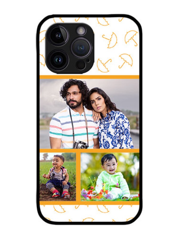 Custom iPhone 14 Pro Custom Metal Phone Case - Yellow Pattern Design