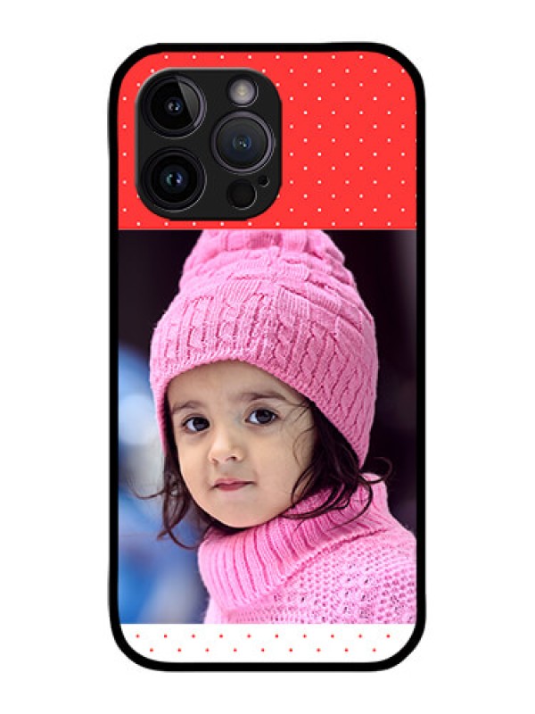 Custom iPhone 14 Pro Custom Metal Phone Case - Red Pattern Design