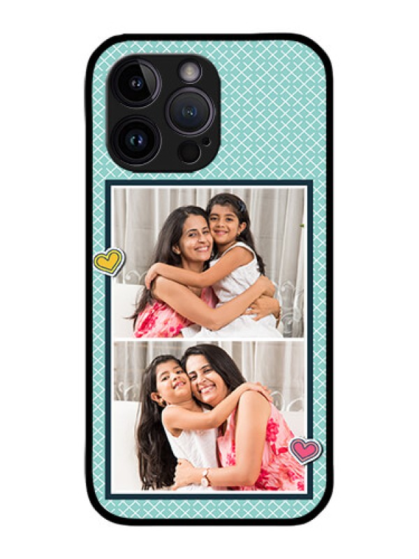 Custom iPhone 14 Pro Custom Metal Phone Case - 2 Image Holder With Pattern Design