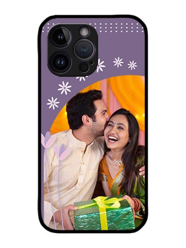 Custom iPhone 14 Pro Custom Metal Phone Case - Lavender Flowers Design