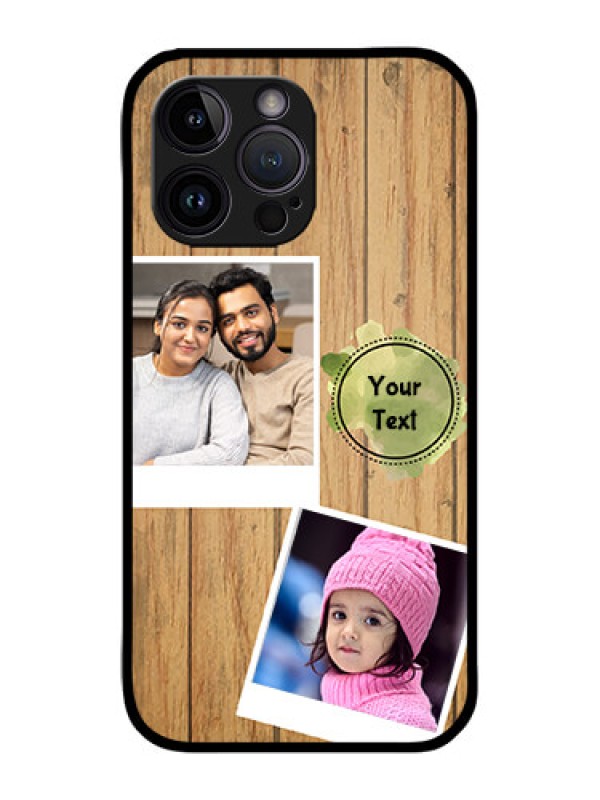 Custom iPhone 14 Pro Custom Metal Phone Case - Wooden Texture Design