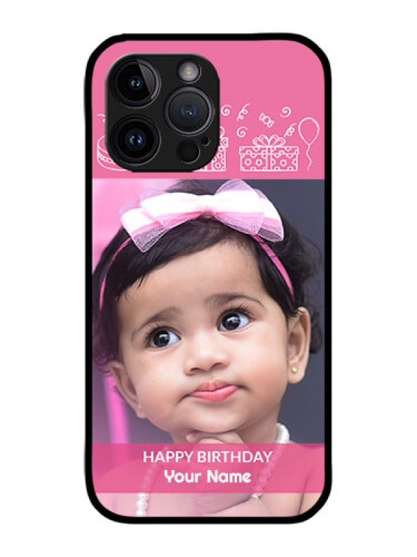 Custom iPhone 14 Pro Custom Metal Phone Case - With Birthday Line Art Design