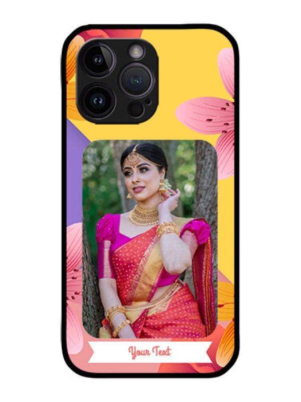 Custom iPhone 14 Pro Custom Metal Phone Case - 3 Image With Vintage Floral Design