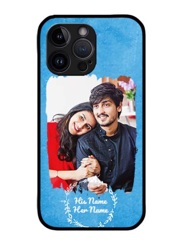 Custom iPhone 14 Pro Custom Metal Phone Case - Blue Color Vintage Design