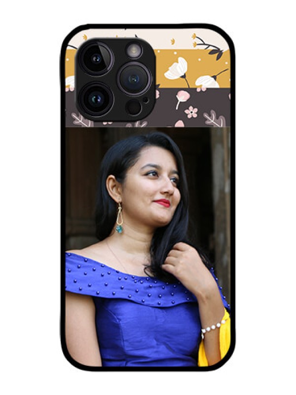 Custom iPhone 14 Pro Custom Metal Phone Case - Stylish Floral Design