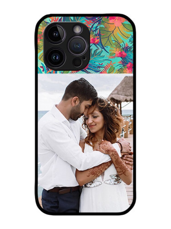 Custom iPhone 14 Pro Custom Metal Phone Case - Watercolor Floral Design