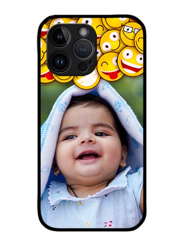 Custom iPhone 14 Pro Custom Metal Phone Case - With Smiley Emoji Design