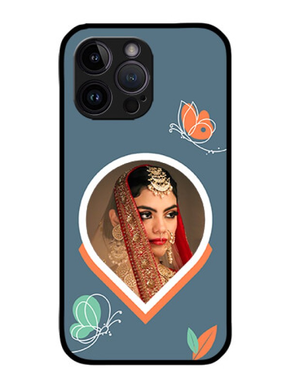 Custom iPhone 14 Pro Custom Metal Phone Case - Droplet Butterflies Design