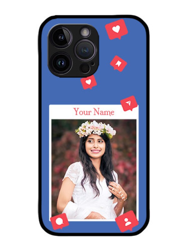 Custom iPhone 14 Pro Custom Metal Phone Case - Like Share And Comment Design