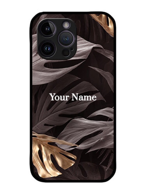 Custom iPhone 14 Pro Custom Metal Phone Case - Wild Leaves Digital Paint Design