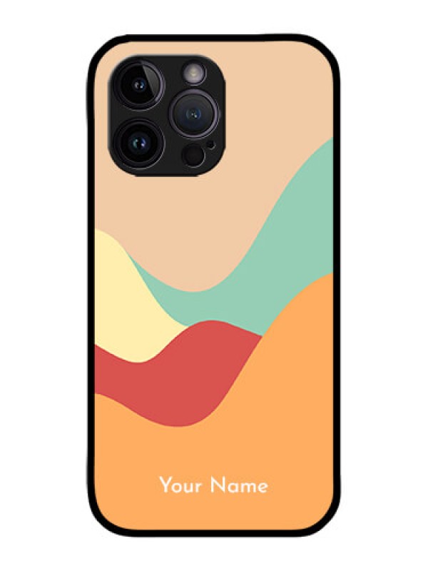 Custom iPhone 14 Pro Custom Metal Phone Case - Ocean Waves Multi - Colour Design