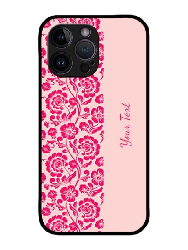 Custom iPhone 14 Pro Custom Metal Phone Case - Attractive Floral Pattern Design
