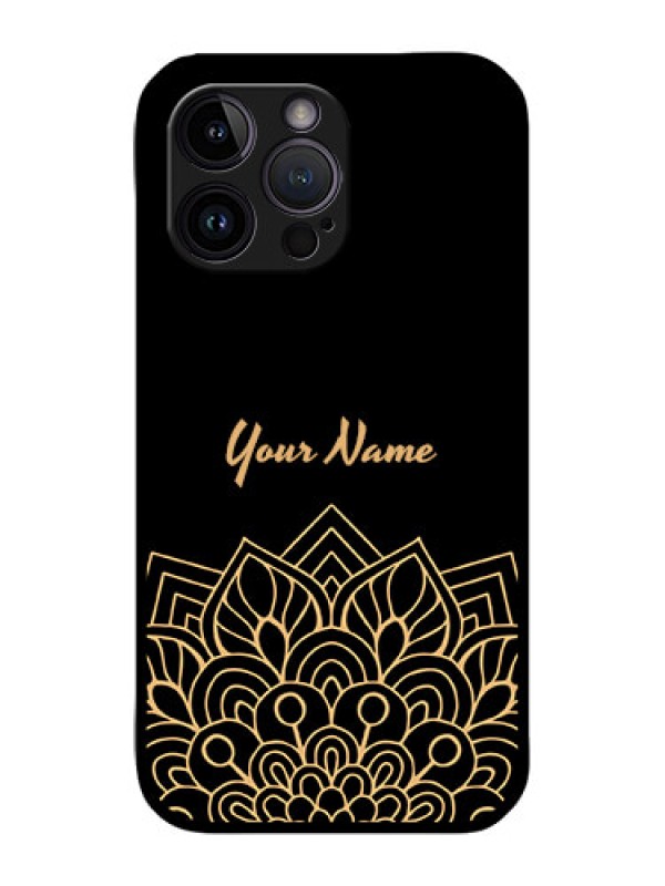 Custom iPhone 14 Pro Custom Metal Phone Case - Golden Mandala Design