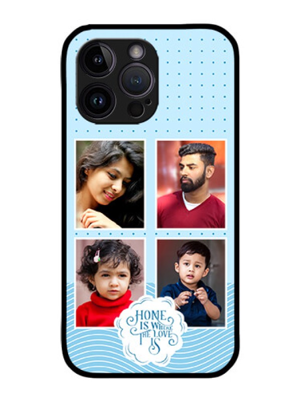 Custom iPhone 14 Pro Custom Metal Phone Case - Cute Love Quote With 4 Pic Upload Design
