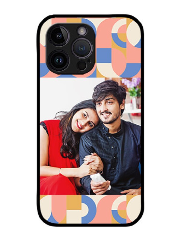 Custom iPhone 14 Pro Custom Metal Phone Case - Semi - Circle Maze Pattern Design