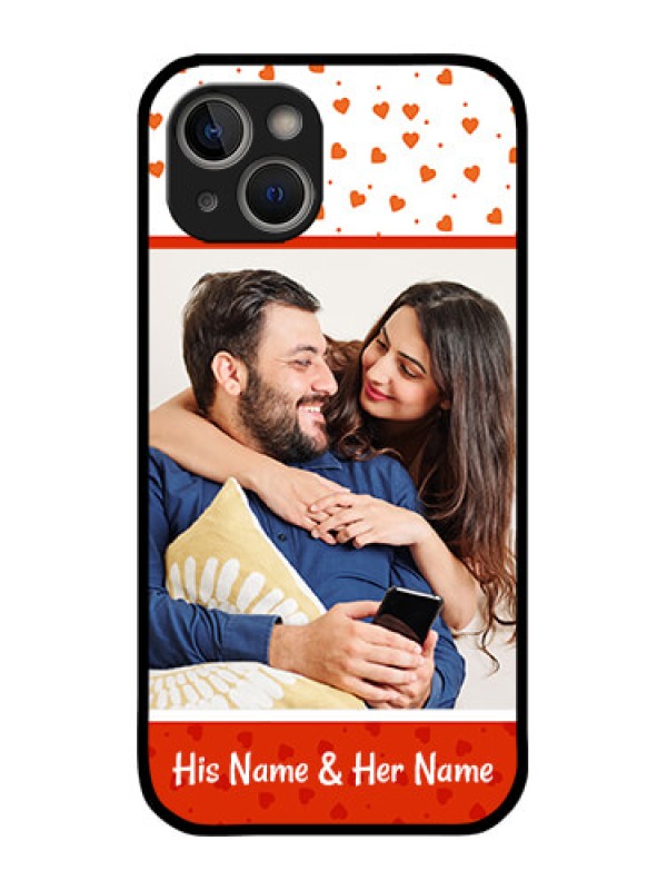 Custom iPhone 14 Custom Metal Phone Case - Orange Love Symbol Design
