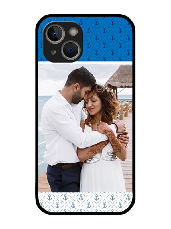 Custom iPhone 14 Custom Metal Phone Case - Blue Anchors Design