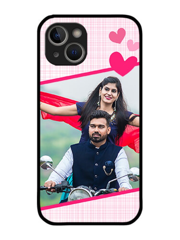 Custom iPhone 14 Custom Metal Phone Case - Love Shape Heart Design