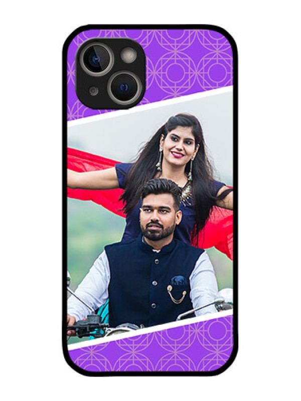 Custom iPhone 14 Custom Metal Phone Case - Violet Color Pattern Design