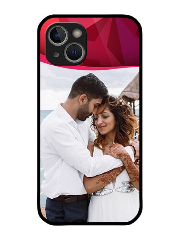 Custom iPhone 14 Custom Metal Phone Case - Red Abstract Design