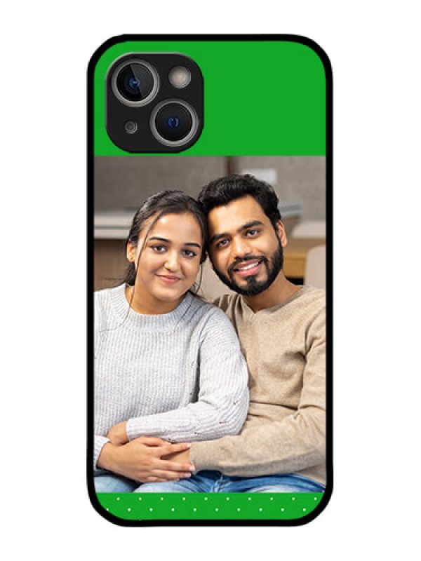 Custom iPhone 14 Custom Metal Phone Case - Green Pattern Design