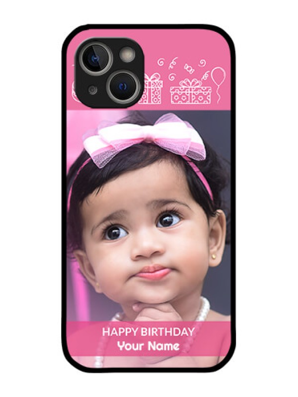 Custom iPhone 14 Custom Metal Phone Case - With Birthday Line Art Design