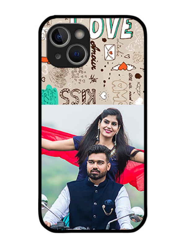 Custom iPhone 14 Custom Metal Phone Case - Love Doodle Pattern