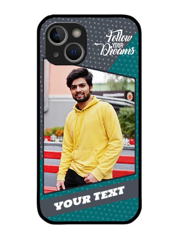 Custom iPhone 14 Custom Metal Phone Case - Background Pattern Design With Quote