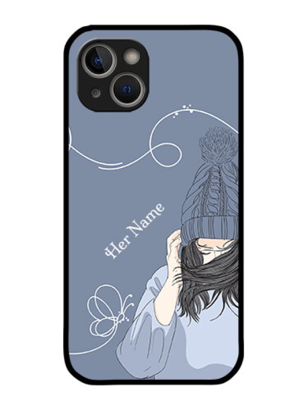 Custom iPhone 14 Custom Metal Phone Case - Girl In Winter Outfit Design