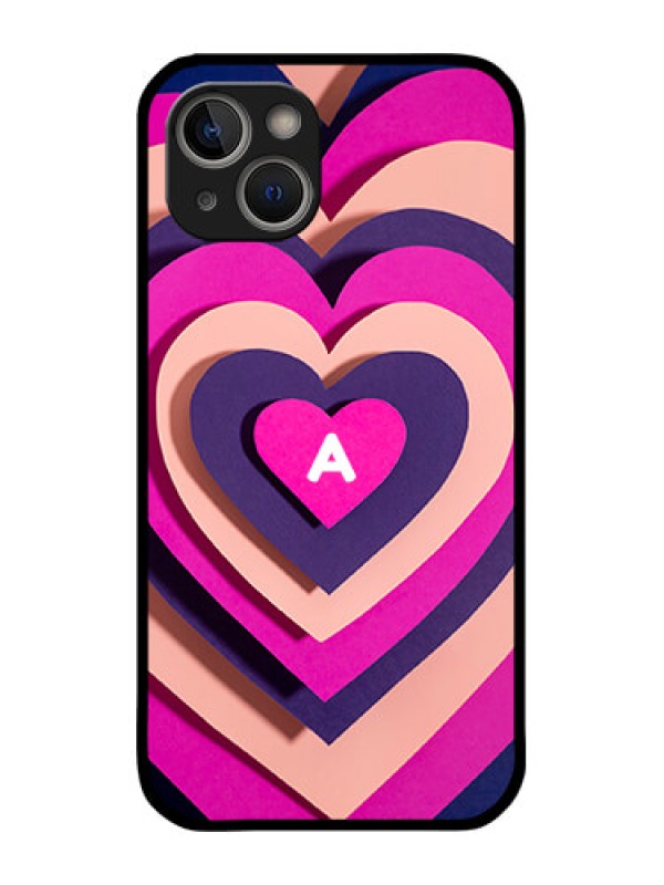 Custom iPhone 14 Custom Metal Phone Case - Cute Heart Pattern Design