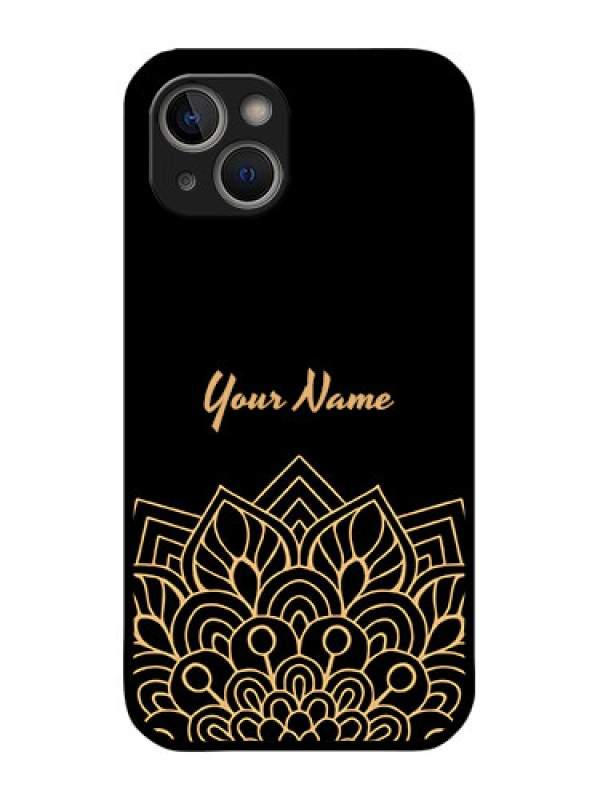 Custom iPhone 14 Custom Metal Phone Case - Golden Mandala Design