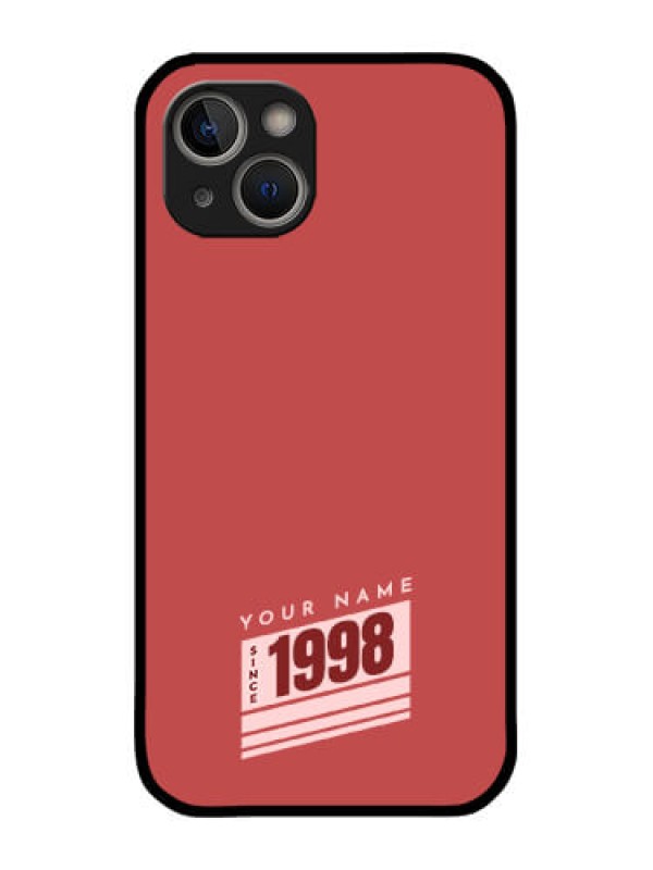 Custom iPhone 14 Custom Metal Phone Case - Red Custom Year Of Birth Design