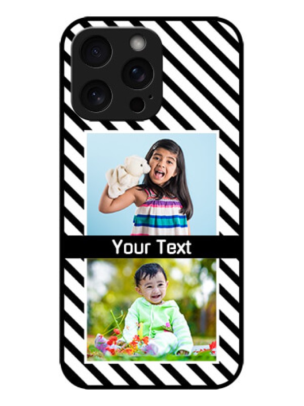 Custom iPhone 15 Pro Max Custom Metal Phone CaseBlack And White Stripes Design