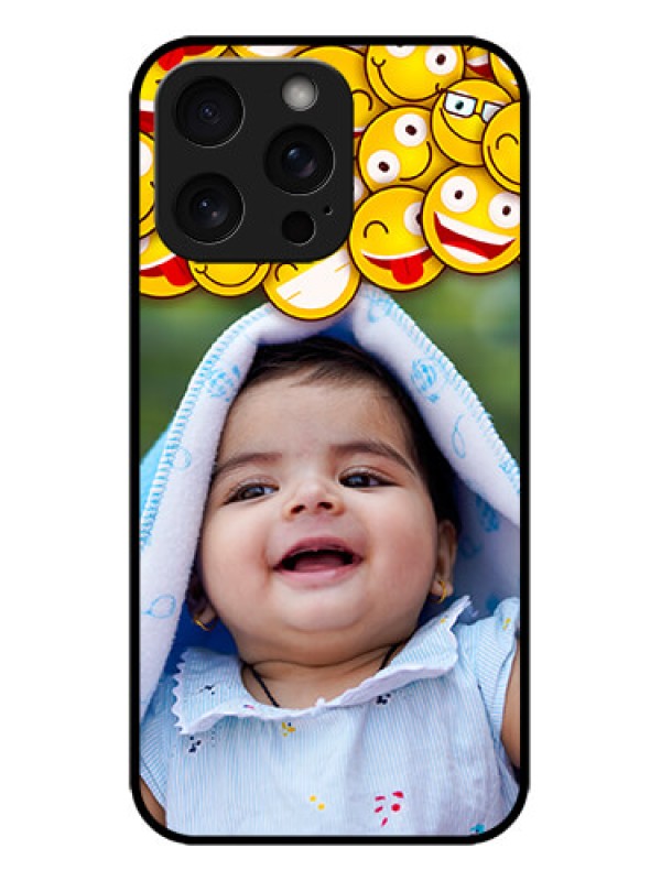 Custom iPhone 15 Pro Max Custom Metal Phone CaseWith Smiley Emoji Design