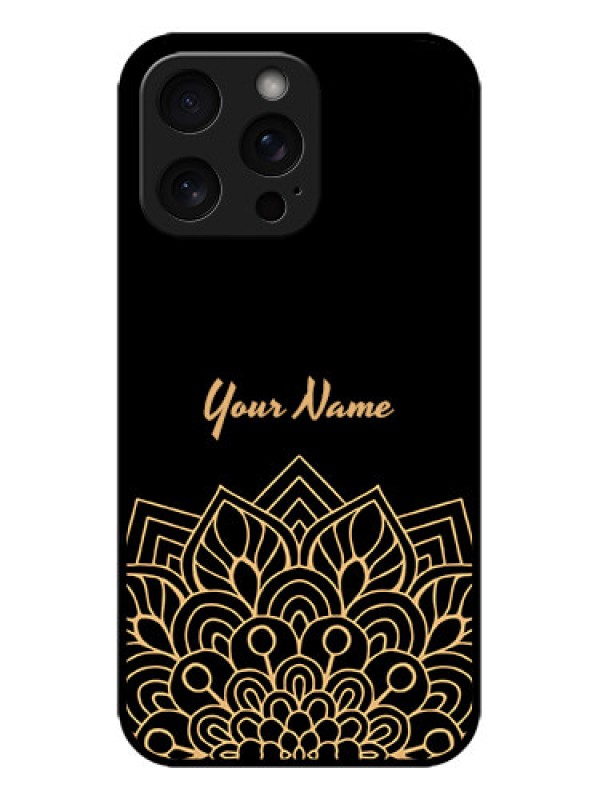 Custom iPhone 15 Pro Max Custom Metal Phone CaseGolden Mandala Design