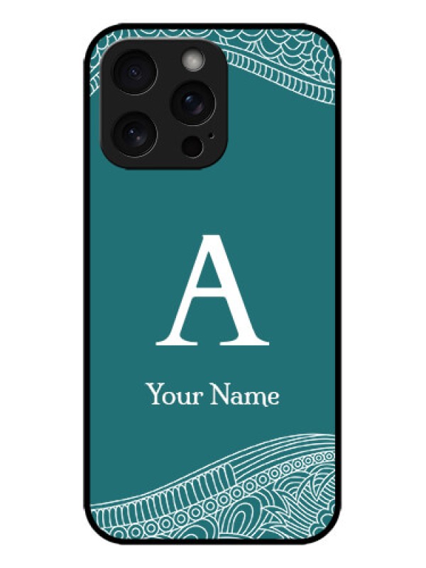 Custom iPhone 15 Pro Max Custom Metal Phone CaseLine Art Pattern With Custom Name Design