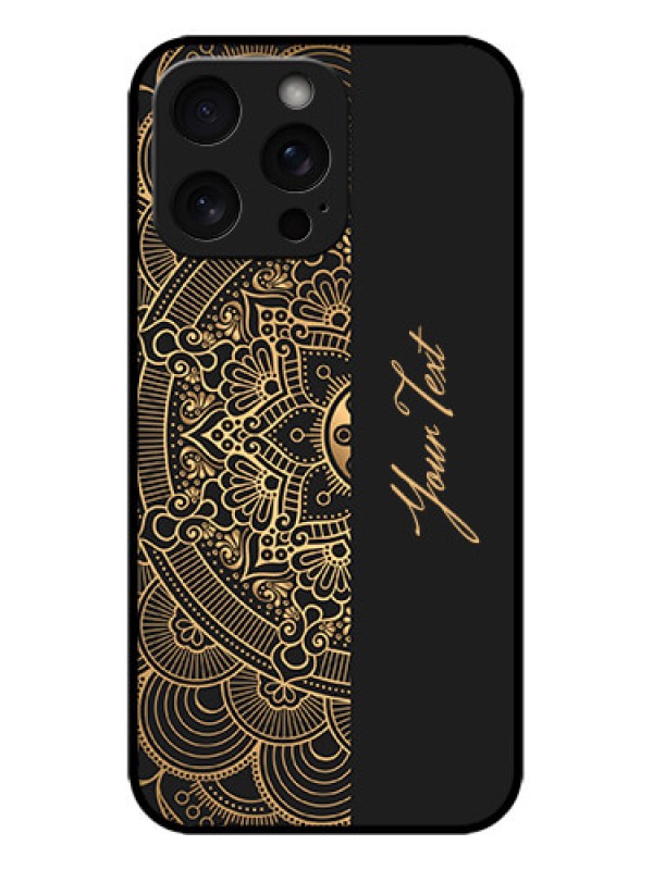 Custom iPhone 15 Pro Max Custom Metal Phone CaseMandala Art With Custom Text Design