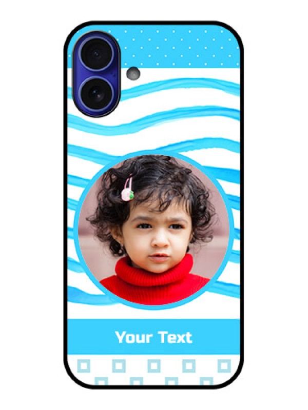 Custom iPhone 16 Plus Custom Metal Phone Case - Simple Blue Case Design